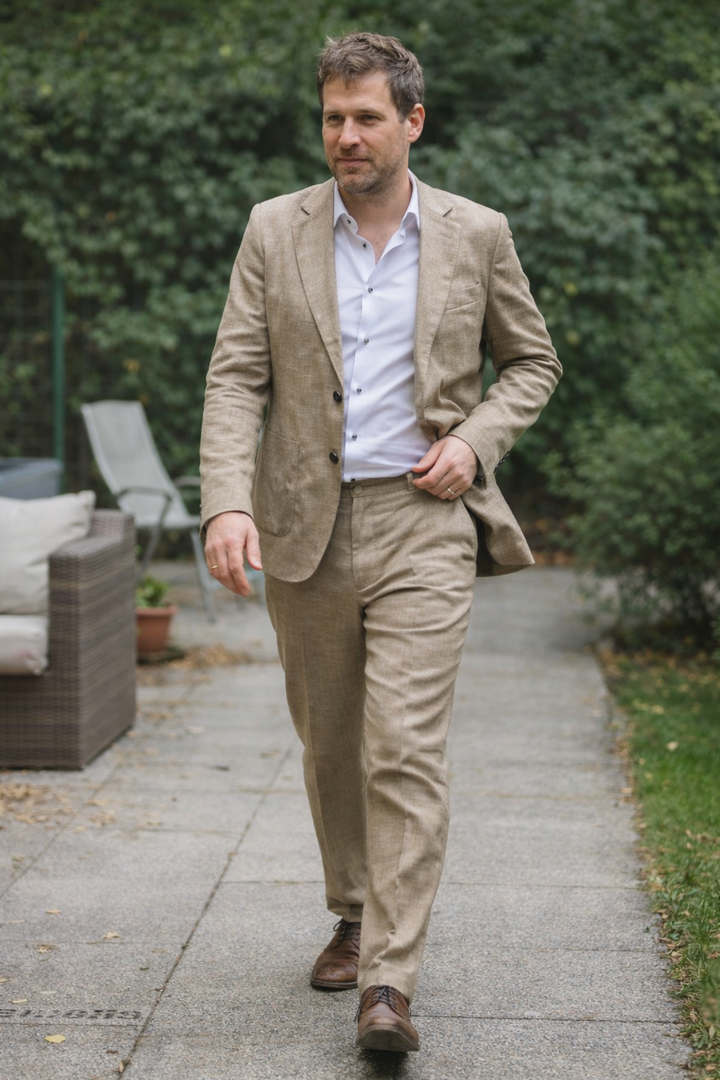 Herren Anzug Zweiteiler – Leinen – Detail Verarbeitung