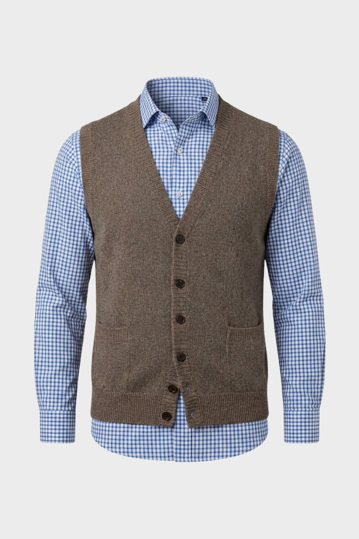 Strickweste Herren mit V-Ausschnitt und Knopfleiste