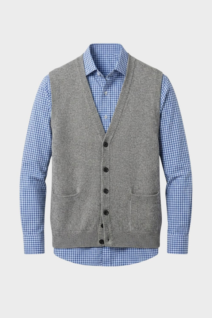 Strickweste Herren mit V-Ausschnitt und Knopfleiste