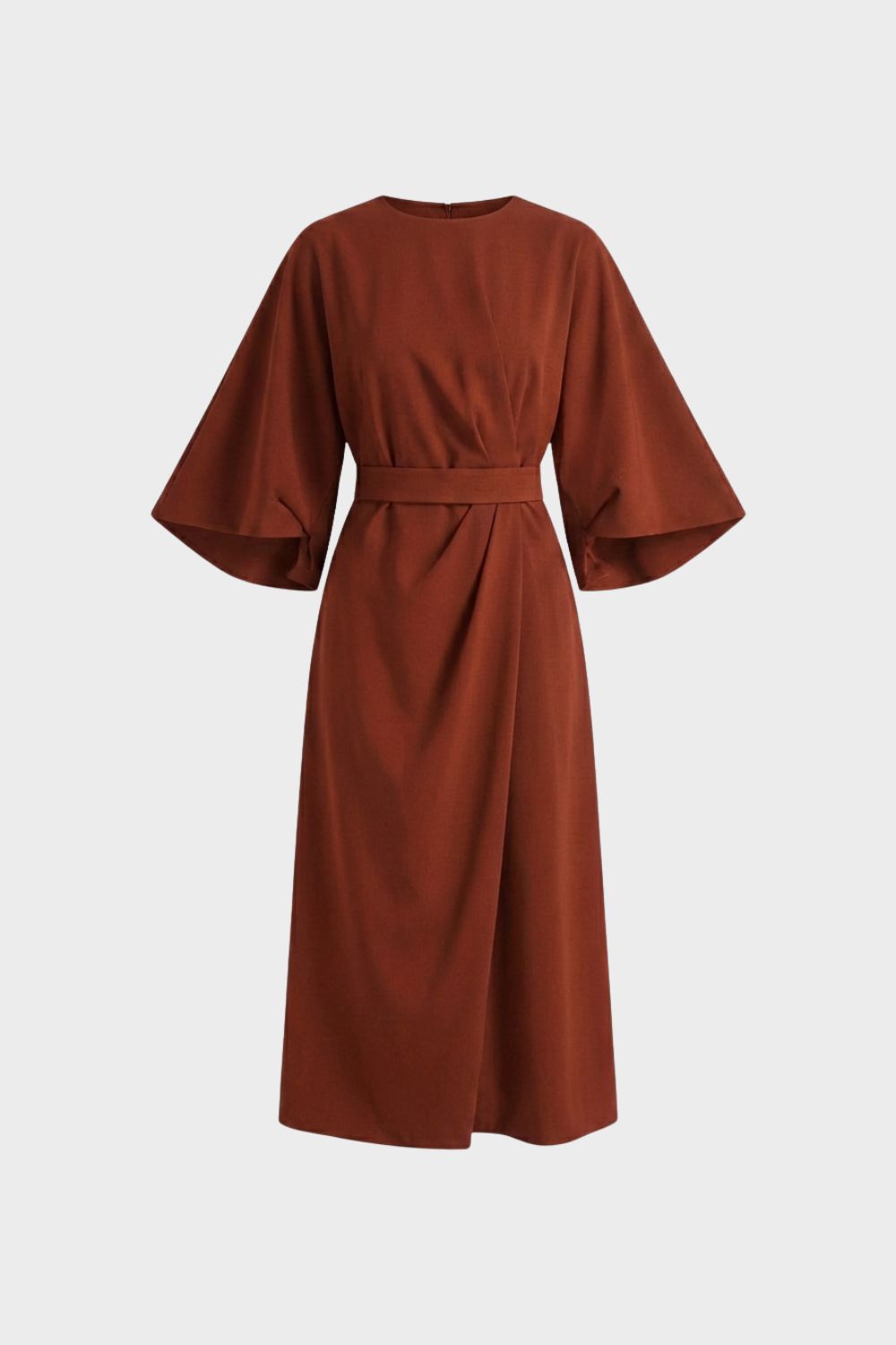 Midikleid Damen mit Gürtel und weiten Ärmeln