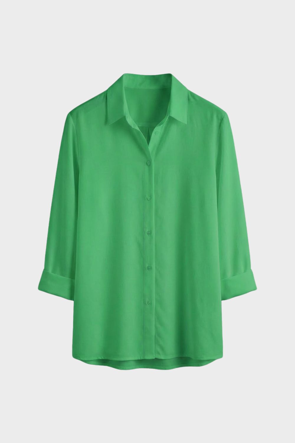Bluse Damen Weiß Langarm mit Kragen und Knopfleiste