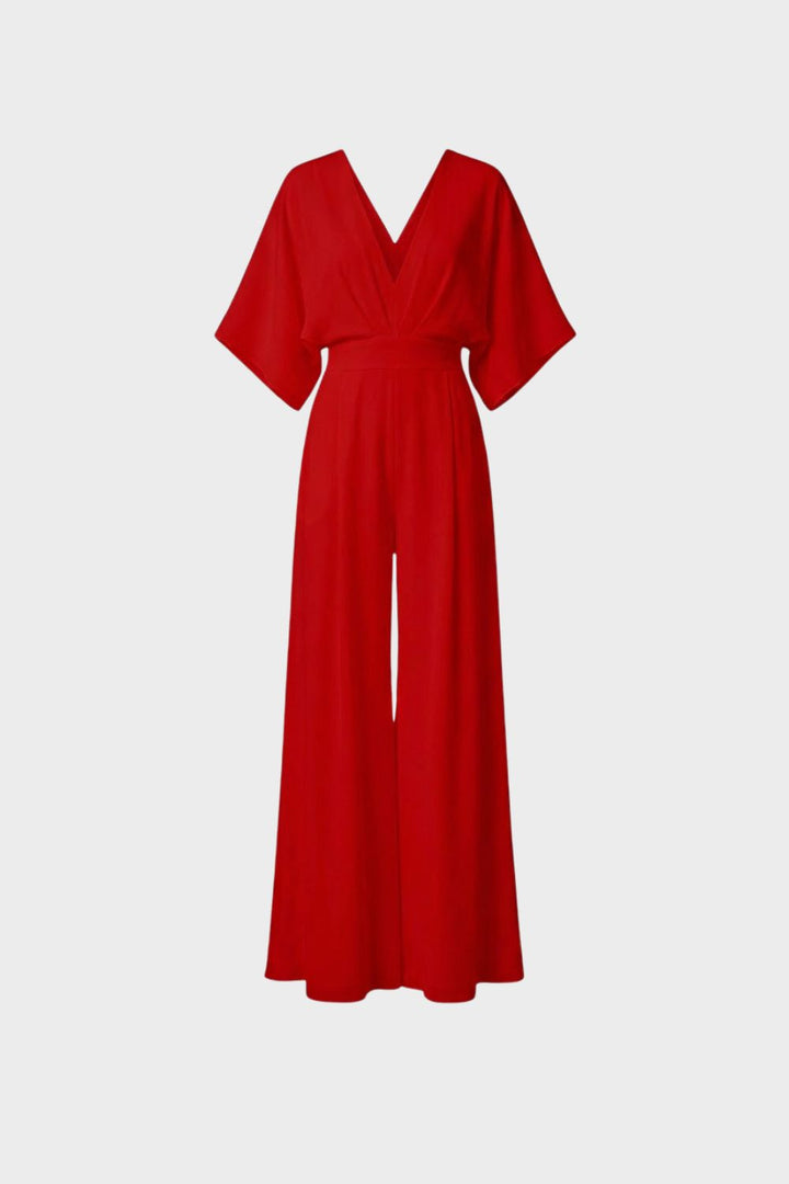 Jumpsuit Damen Lang mit V-Ausschnitt und weitem Bein