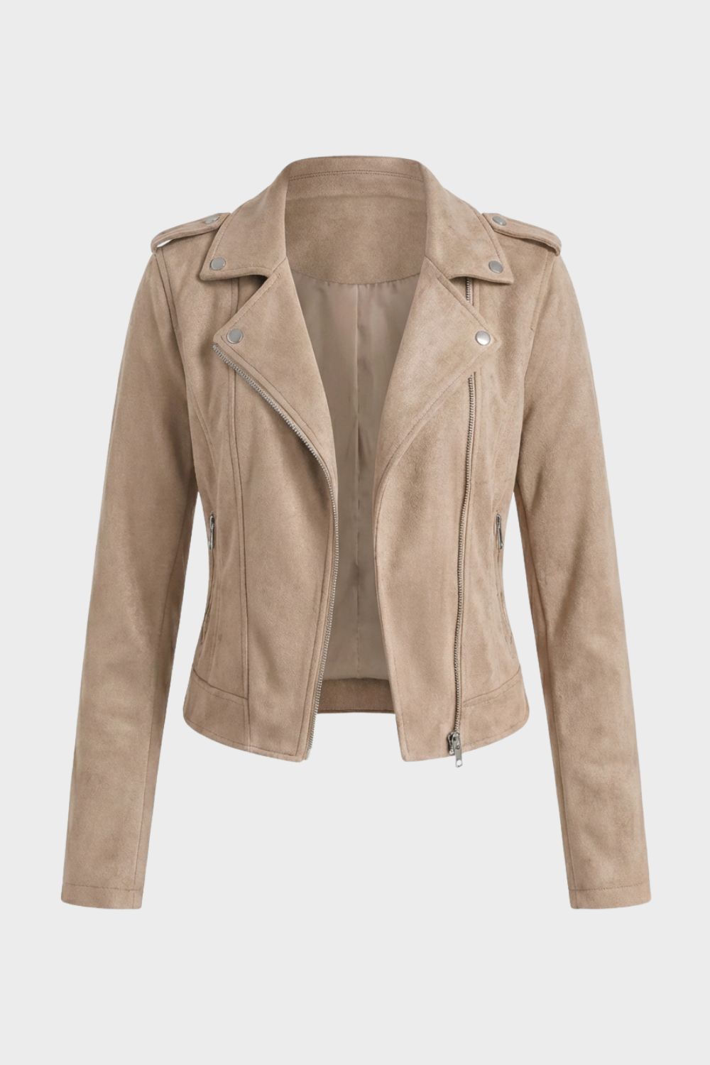 Lederjacke Damen Bikerjacke mit Reißverschluss