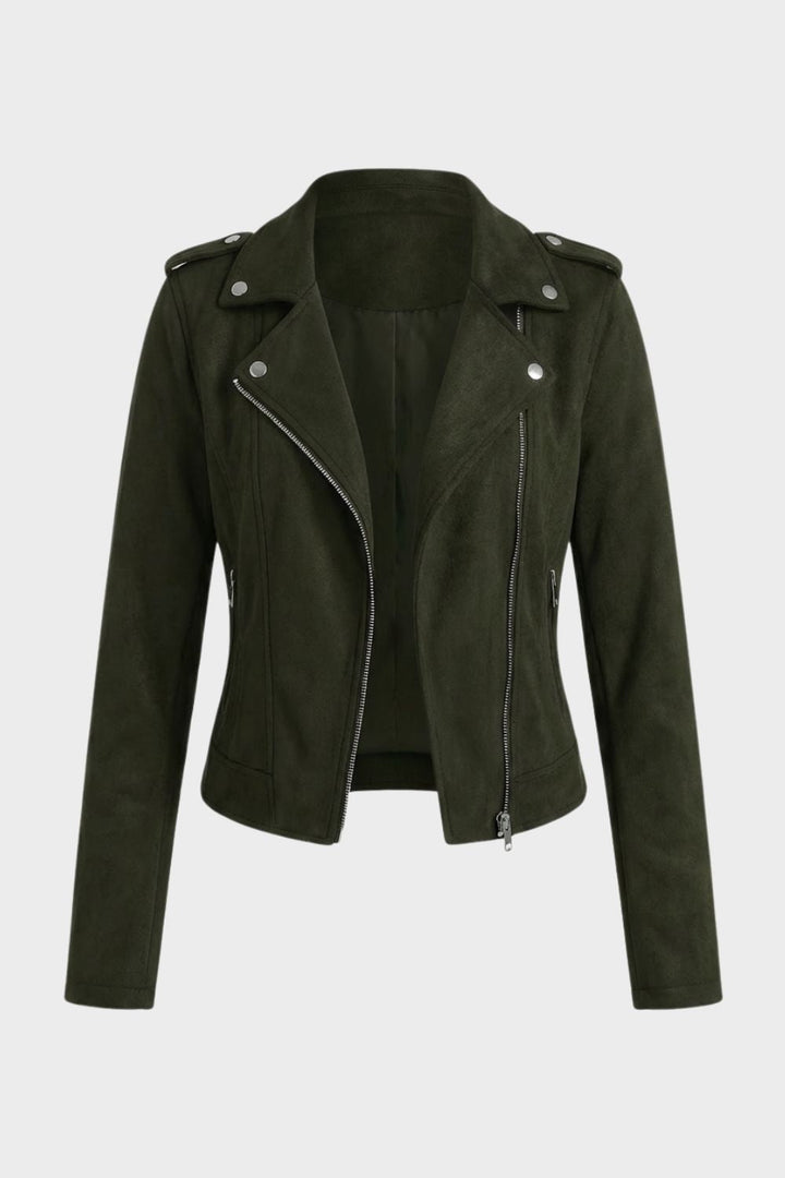 Lederjacke Damen Bikerjacke mit Reißverschluss