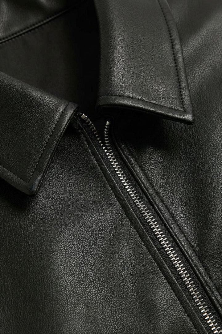 Lederjacke Herren mit Reißverschluss und Kragen