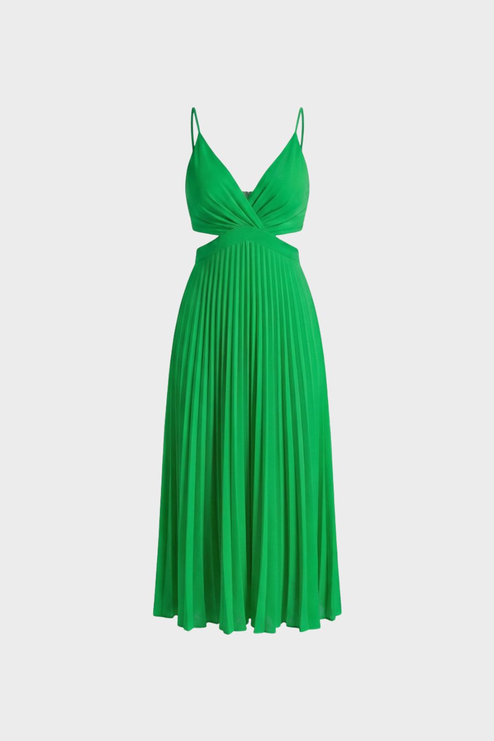Maxikleid Damen Plissee mit V-Ausschnitt