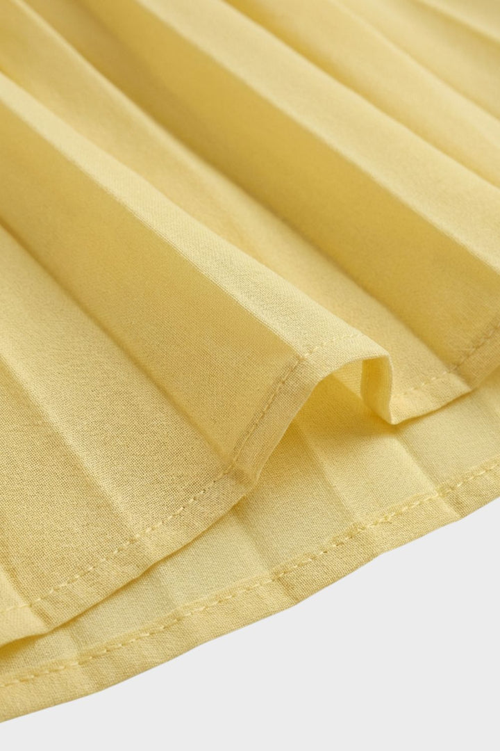 Maxikleid Damen Plissee mit V-Ausschnitt