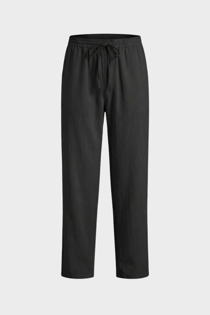 Herren Leinenhose mit Gummibund und Kordelzug