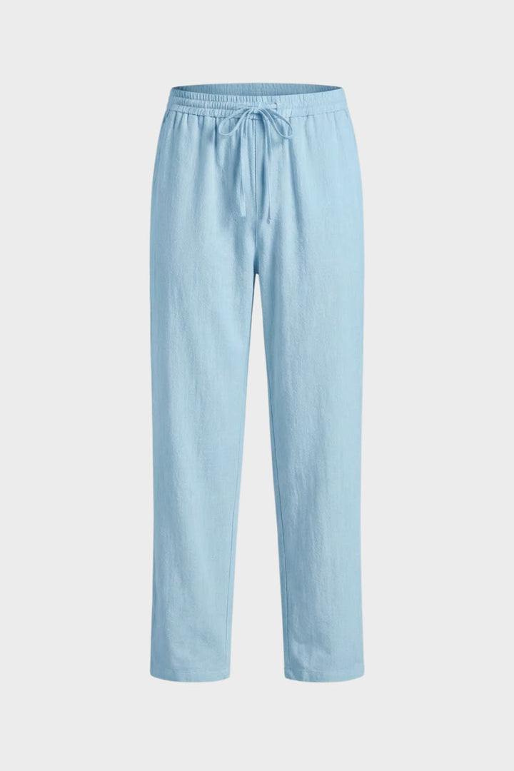 Herren Leinenhose mit Gummibund und Kordelzug
