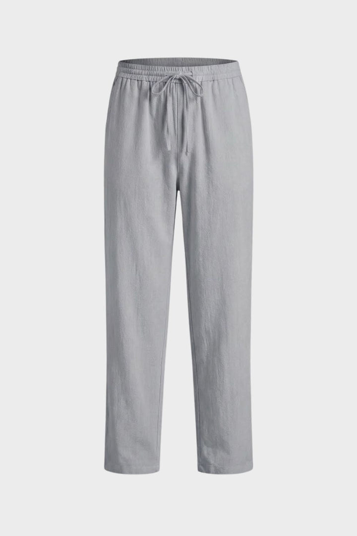 Herren Leinenhose mit Gummibund und Kordelzug