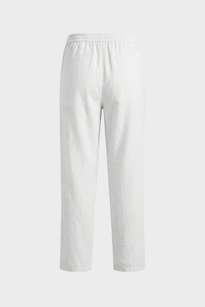 Herren Leinenhose mit Gummibund und Kordelzug