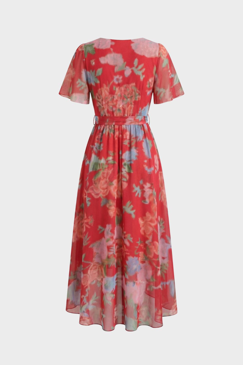 Damen Wickelkleid mit V-Ausschnitt und Print