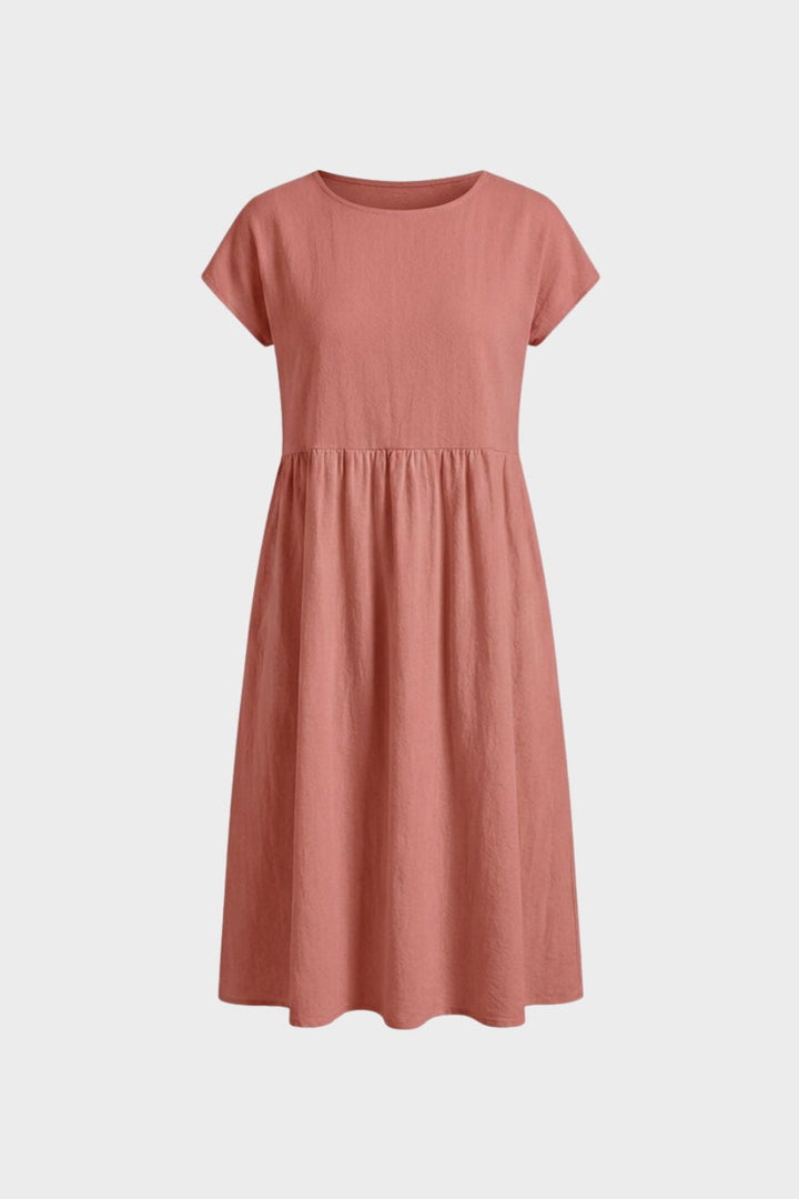 Midikleid Damen Kurzarm mit Rundhals