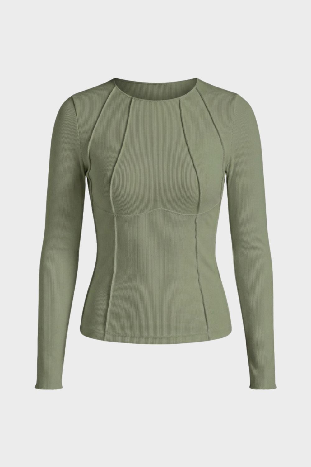 Langarmshirt Damen Rundhals mit Rippstruktur