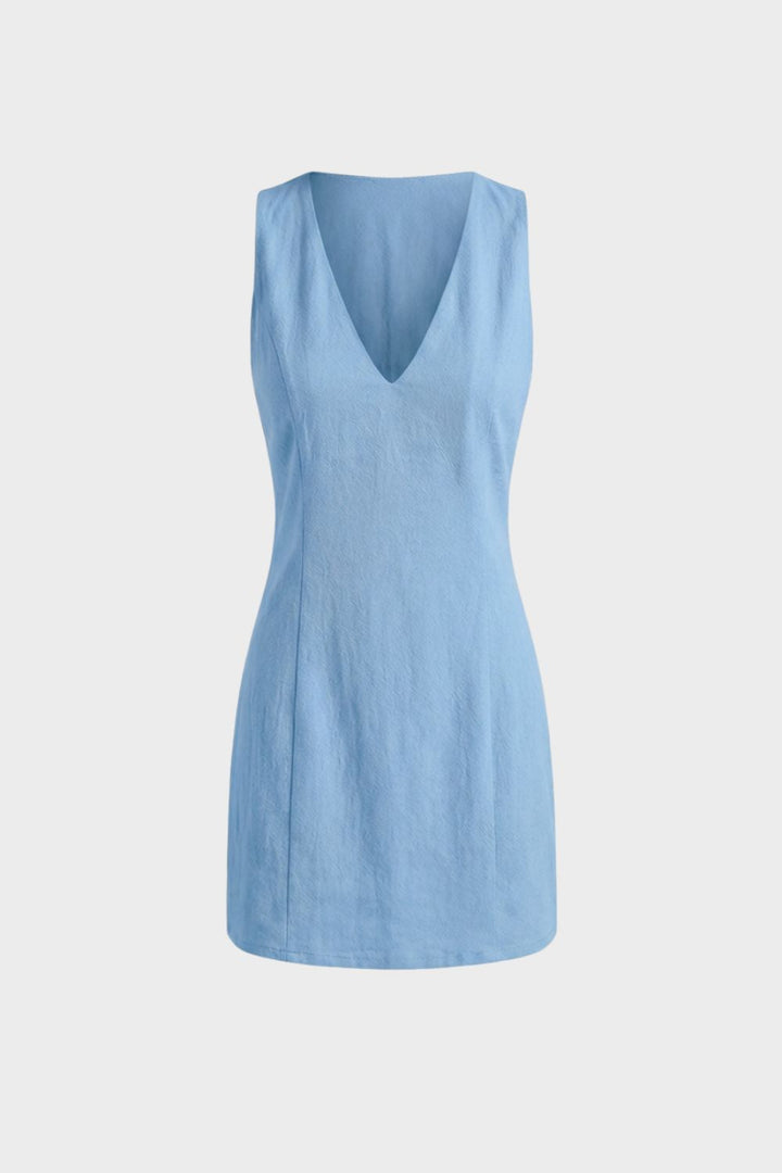 Kleid Damen A Linien Kleid mit V Ausschnitt