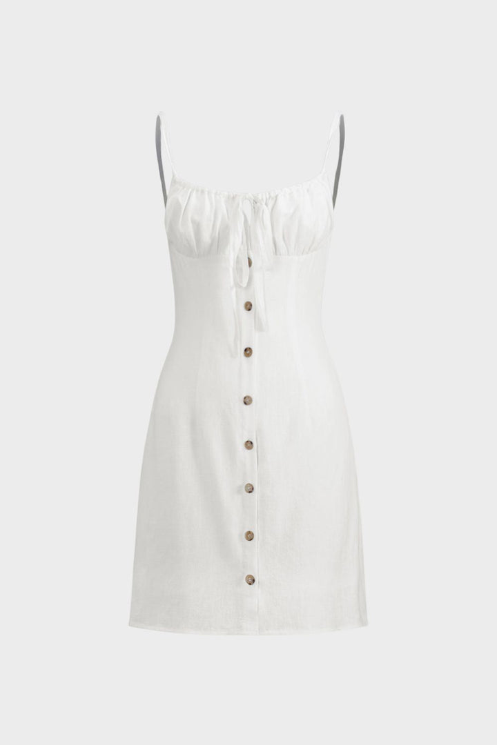 Sommerkleid Damen Trägerkleid mit Knopfleiste