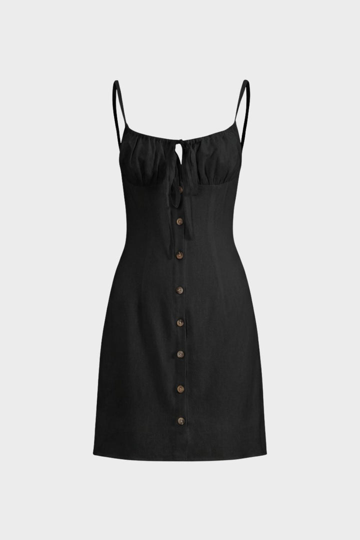 Sommerkleid Damen Trägerkleid mit Knopfleiste