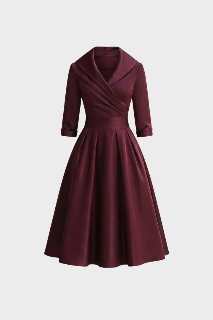 Damen Wickelkleid in A-Linie mit 3/4-Ärmeln