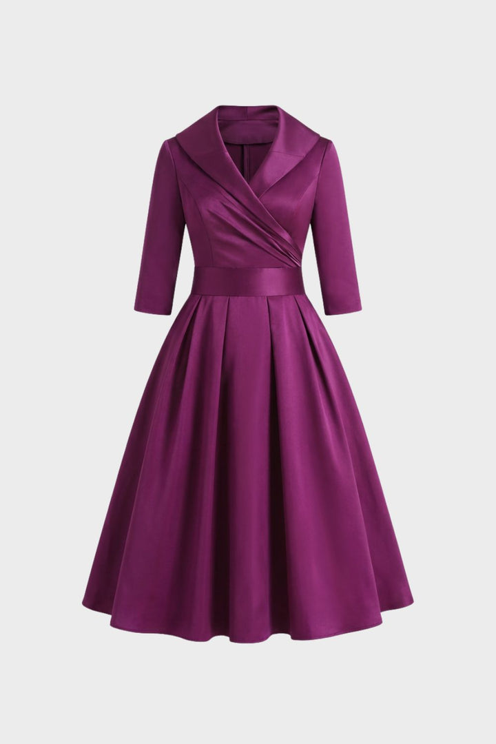 Damen Wickelkleid in A-Linie mit 3/4-Ärmeln