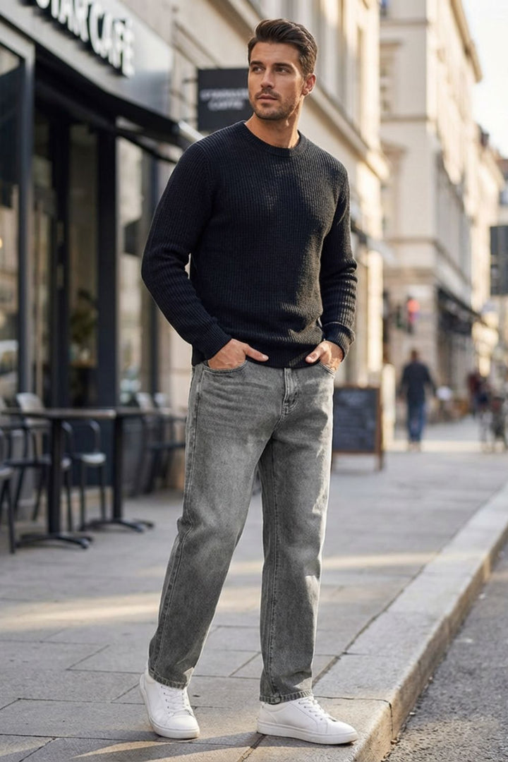 Herren Straight Jeans – Washed – Sicht von oben