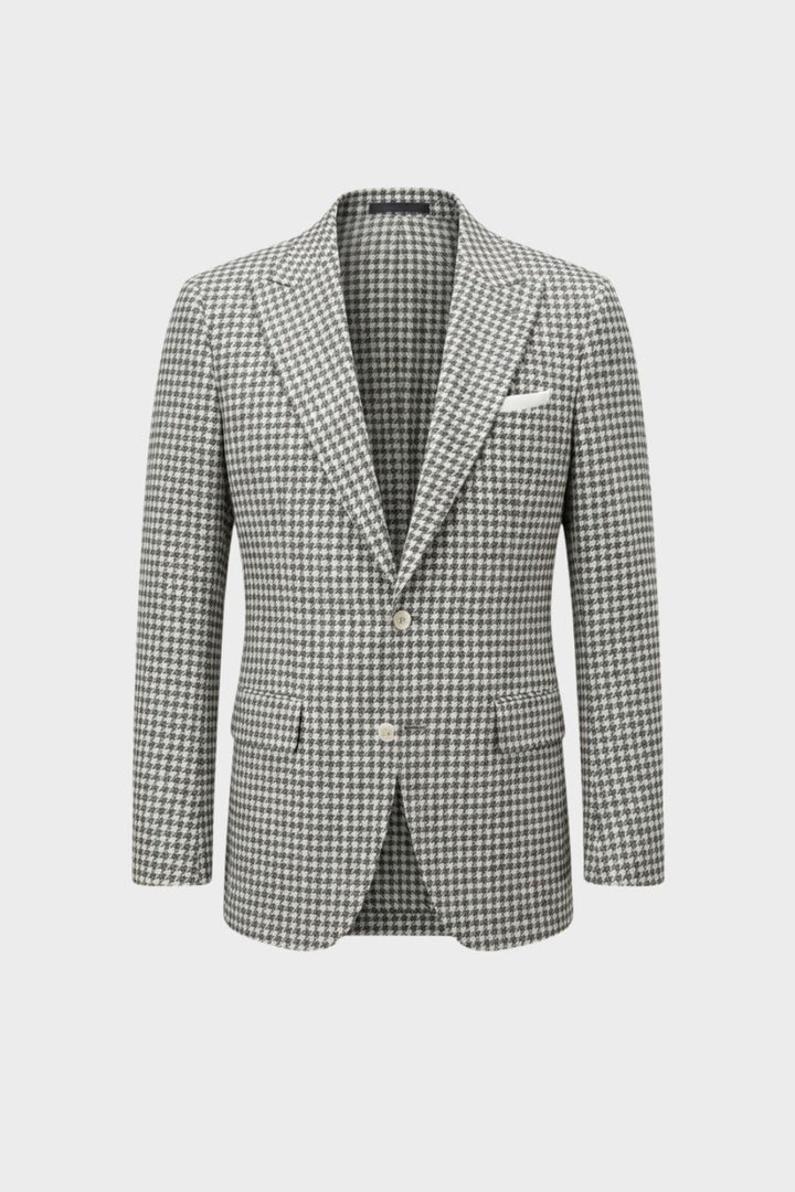 Herren Blazer – Gemusterter Blazer mit Zwei-Knopf-Verschluss und fallendem Revers für Abend &amp; semi-formelle Anlässe