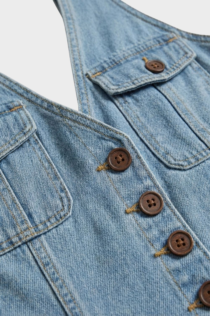 Damen Denim Jumpsuit – Wide-Leg – Profil-Ansicht