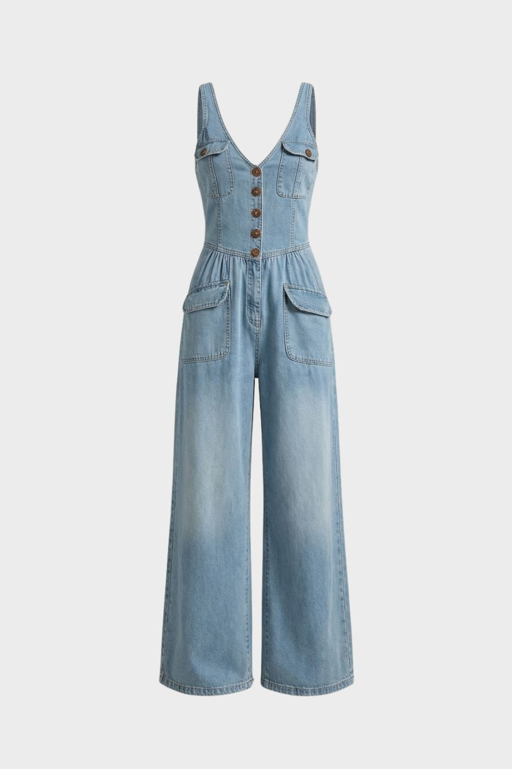 Damen Denim Jumpsuit – Wide-Leg – Hauptansicht