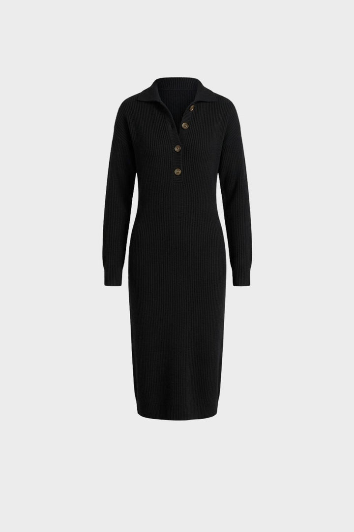 Damen Strickkleid Midi – Polo – Rückansicht