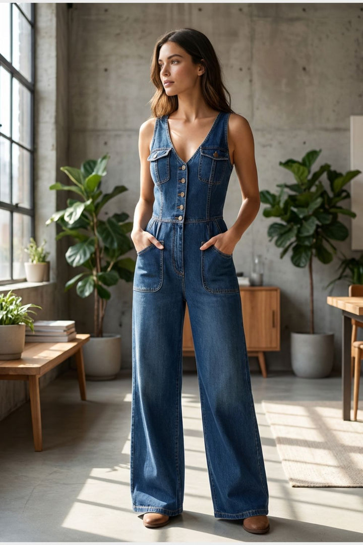 Damen Denim Jumpsuit – Wide-Leg – Farb-Übersicht