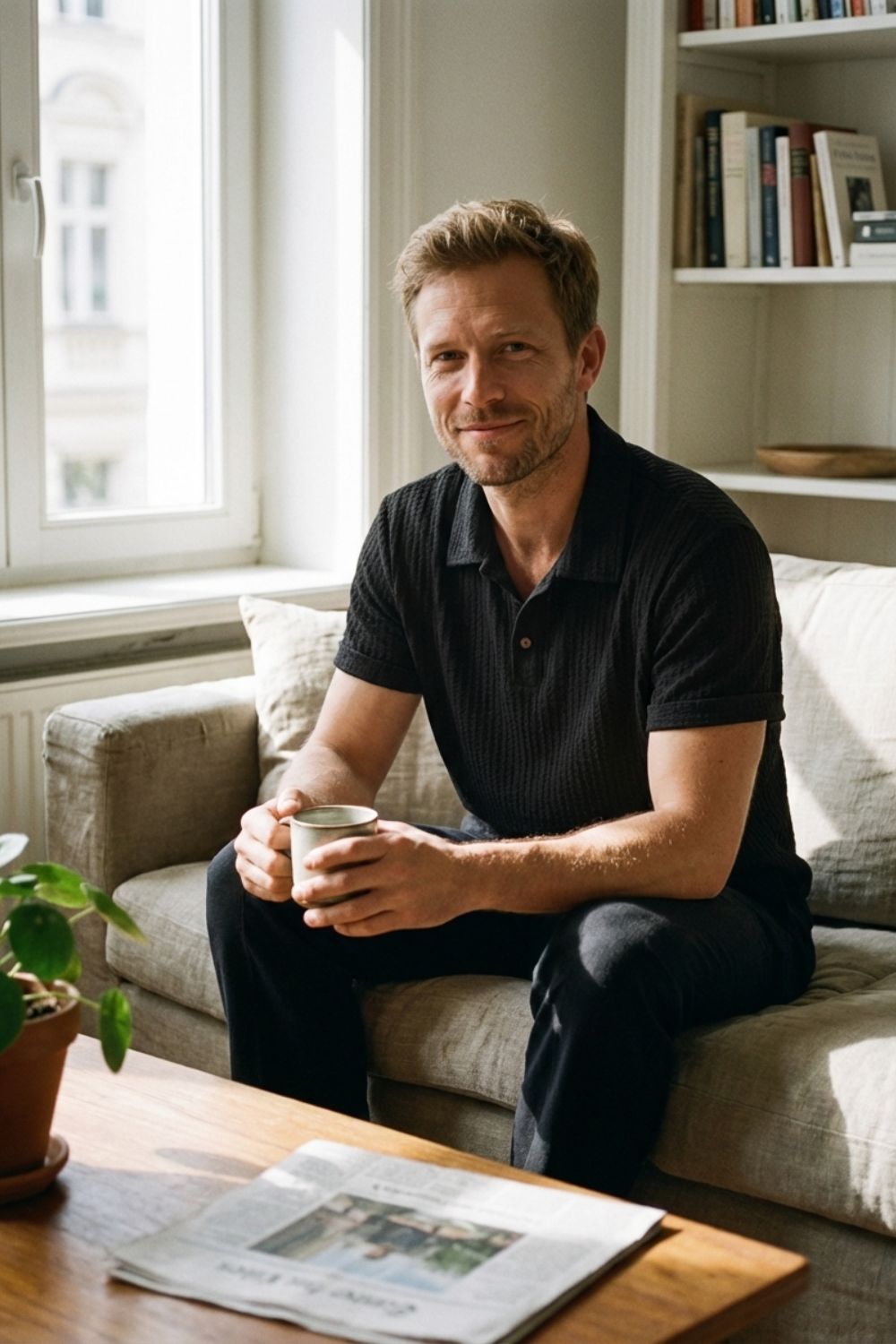 Herren Ribbed Polo – Kurzarm – Rückansicht