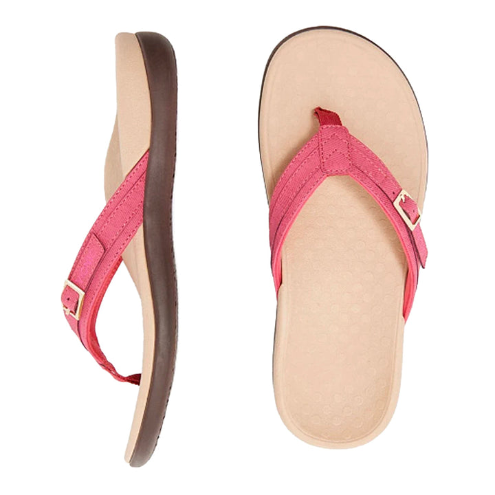 Damen Sommer-Zehentrenner Koralle mit Fußbett – Strand-Flipflop Hauptansicht