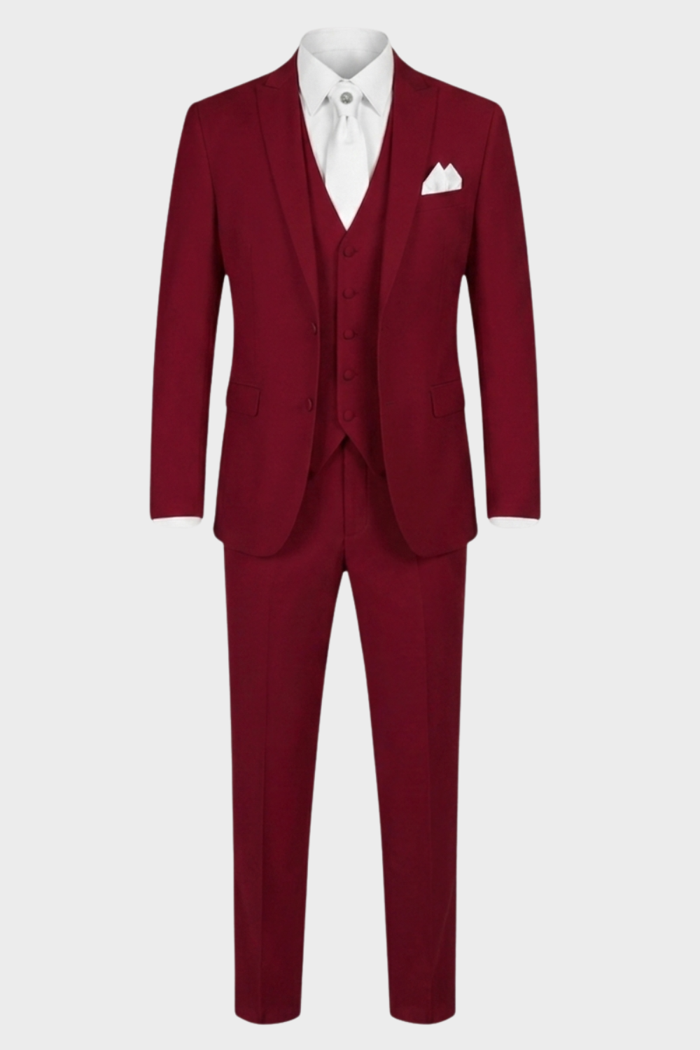 Glänzender 3-teiliger Herrenanzug Slim Fit – Bräutigam Satin-Look