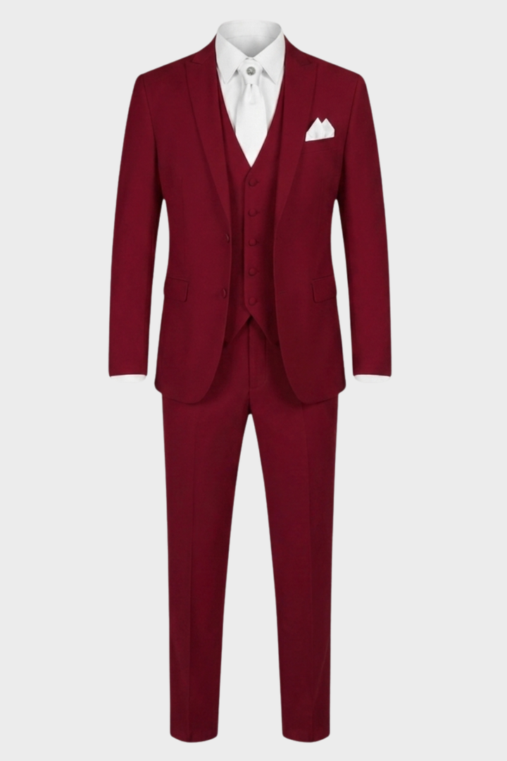 Glänzender 3-teiliger Herrenanzug Slim Fit – Bräutigam Satin-Look