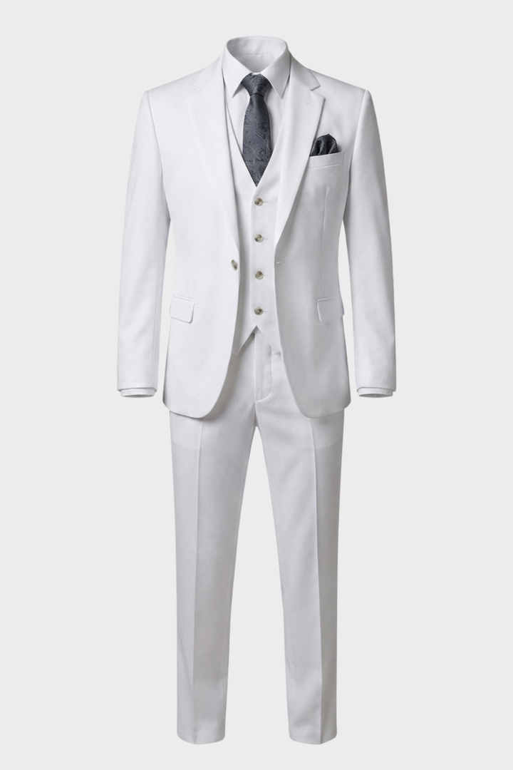 Glänzender 3-teiliger Herrenanzug Slim Fit – Bräutigam Satin-Look