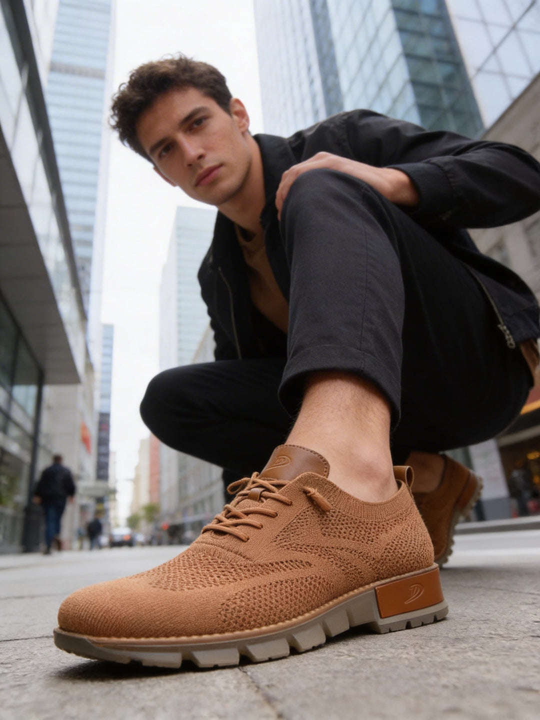 Sneaker Herren mit Schnürung und Strickoptik